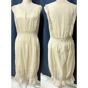 ANNA Rachele Resort Cotton Midi Lace Peasant Cottagecore Milkmaid Dress sz 42 M